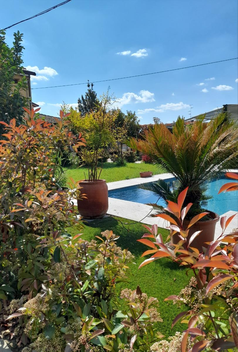 panoramica giardino e piscina