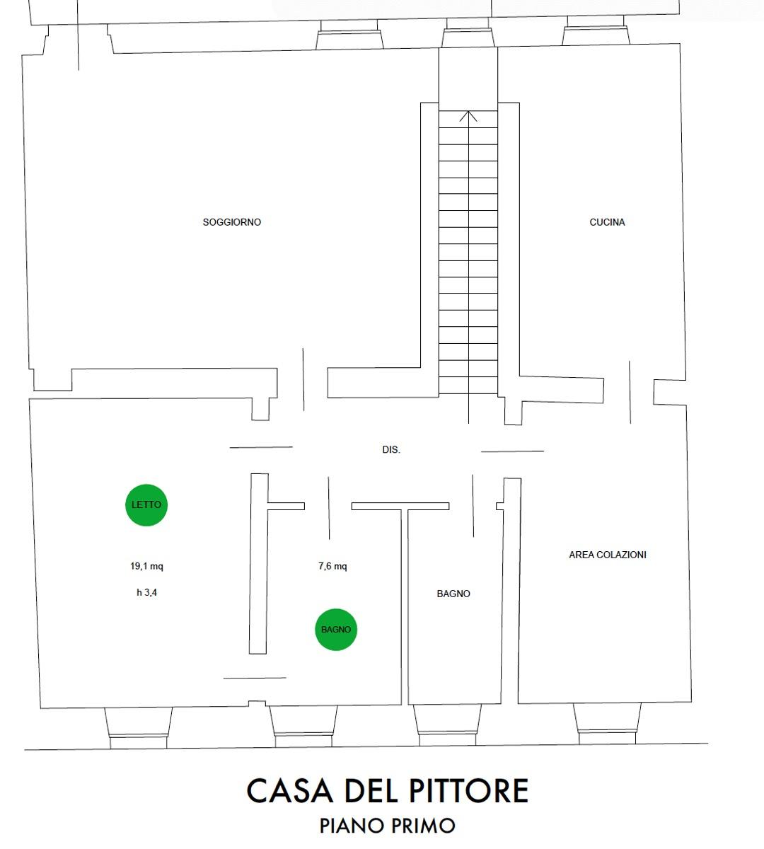 Planimetria stanza verde