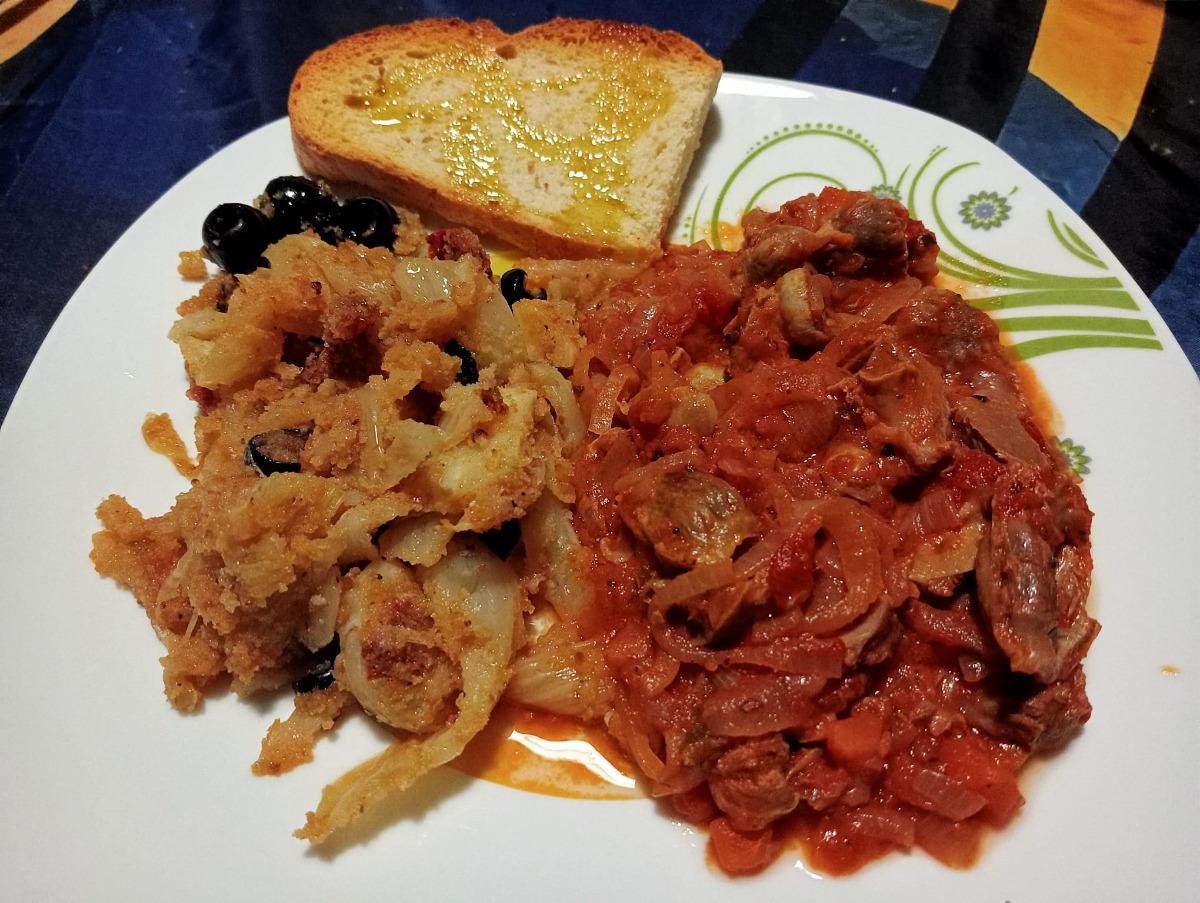 Tuscan chicken gizzards with fennel and olives