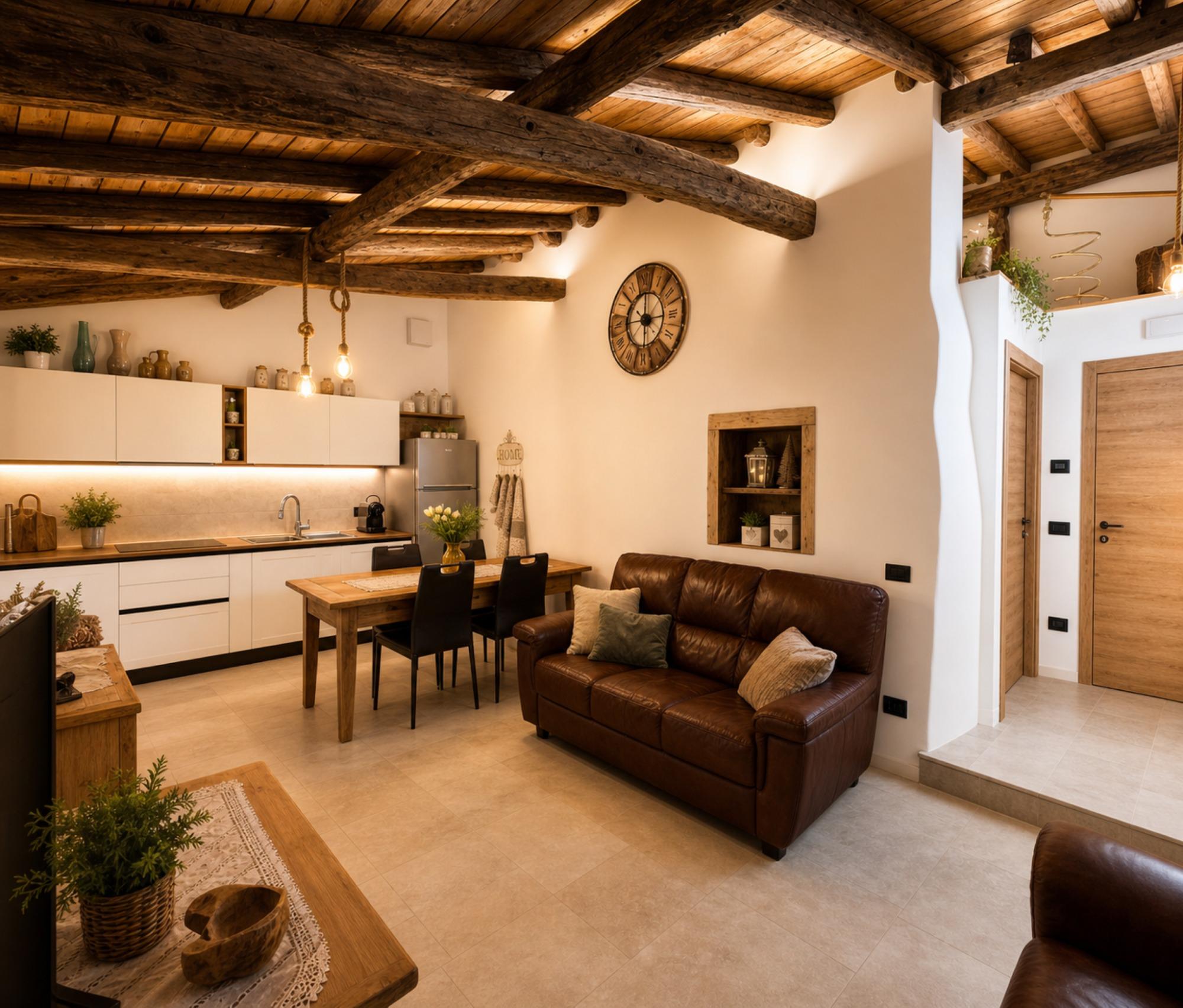 LE SCUDERIE il soggiorno con cucina a vista
