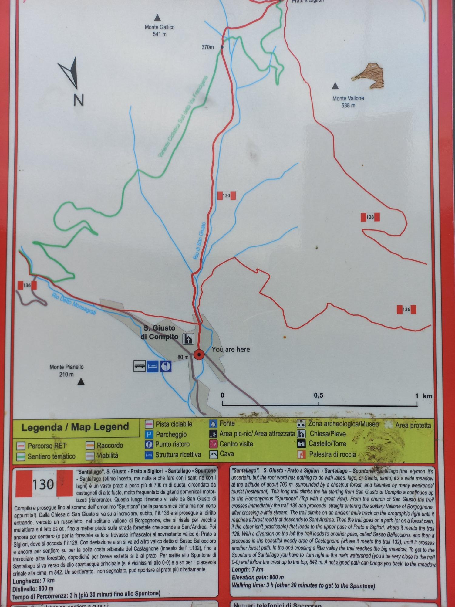 Diversi sentieri di trekking e montain bike passano dal borgo di San Giusto di Compito