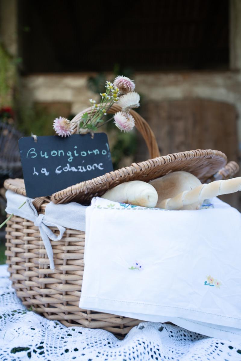 The basket full of good things to enjoy under the barn
