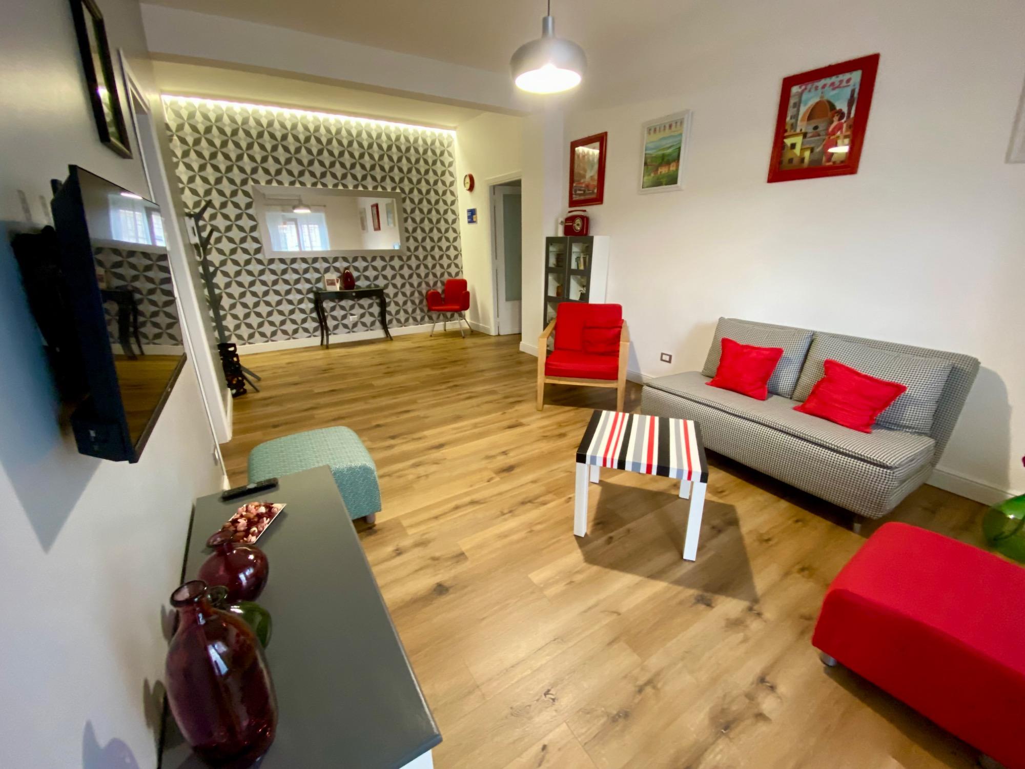 Living room with Smart TV and air conditioning