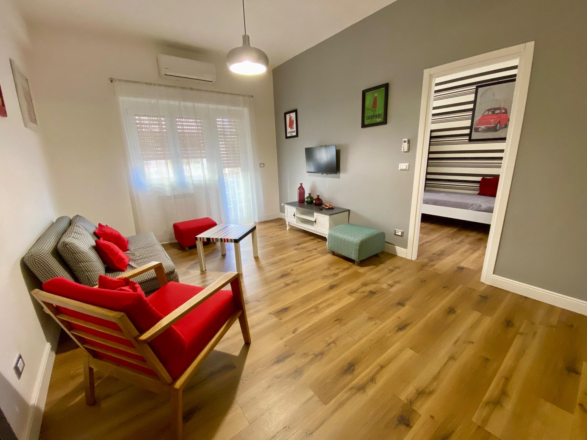 Living room with Smart TV and air conditioning
