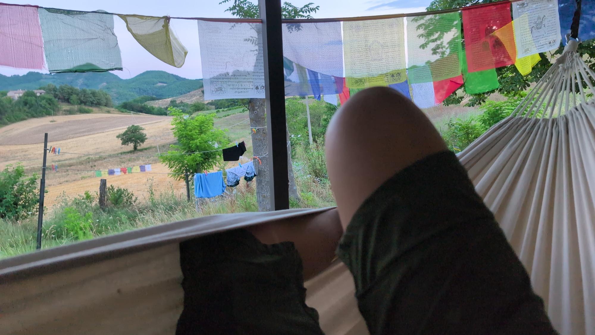 Vista da una delle quattro amache a disposizione degli ospiti