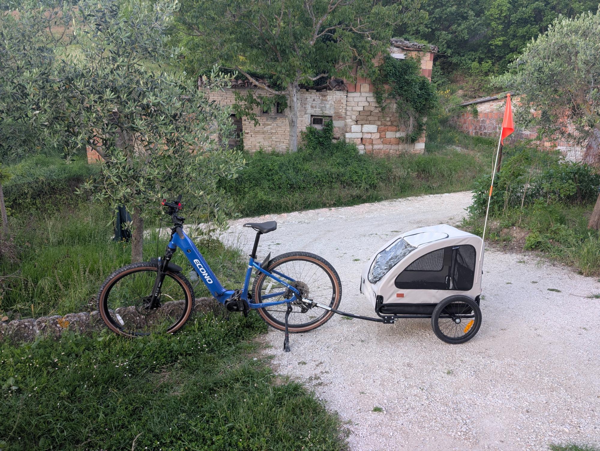 Carrello porta cane noleggiabile in loco: bici.caparadiso.com