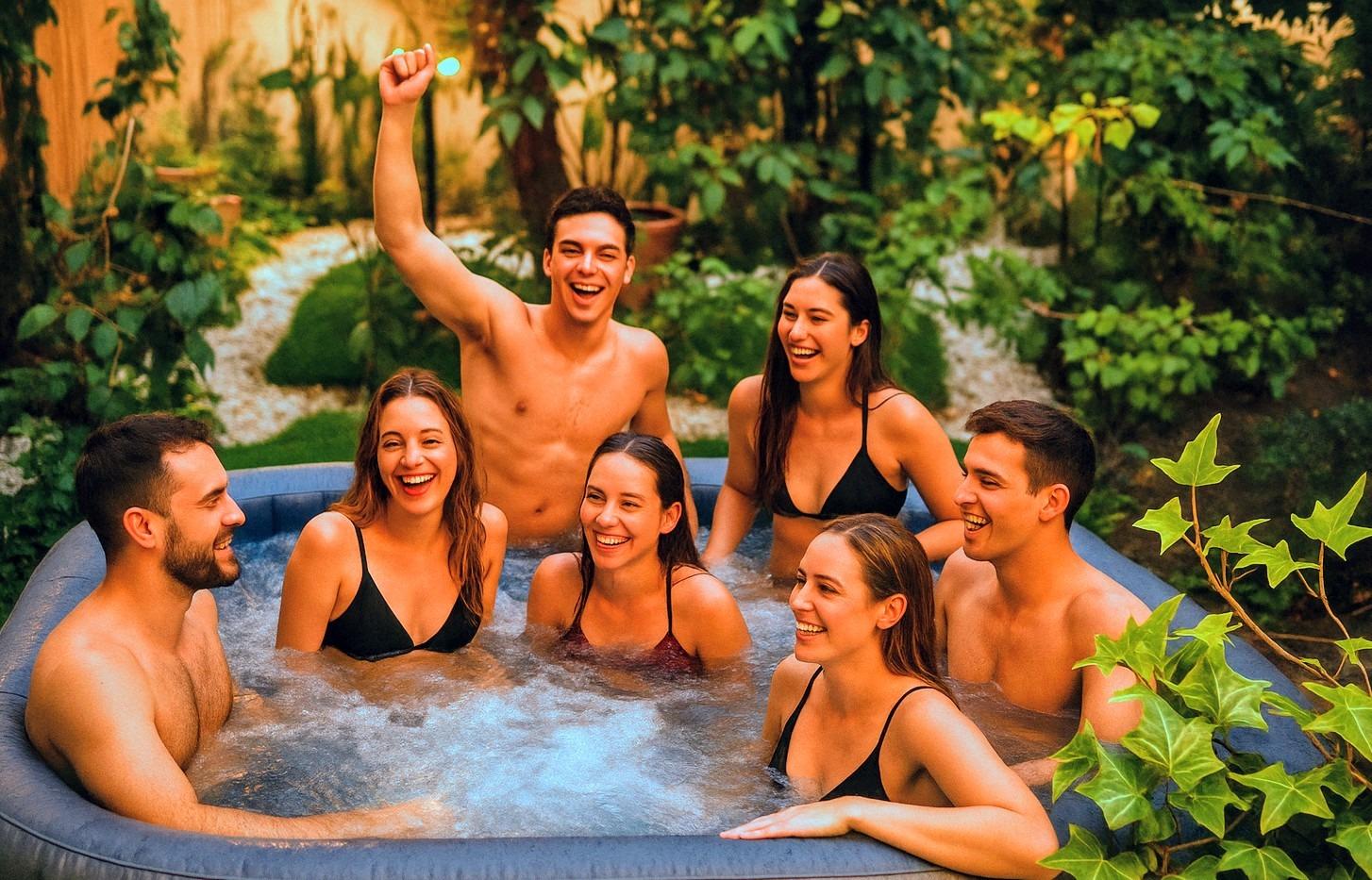 Giardino privato interno con piscina idromassaggio riscaldabile e gazebo