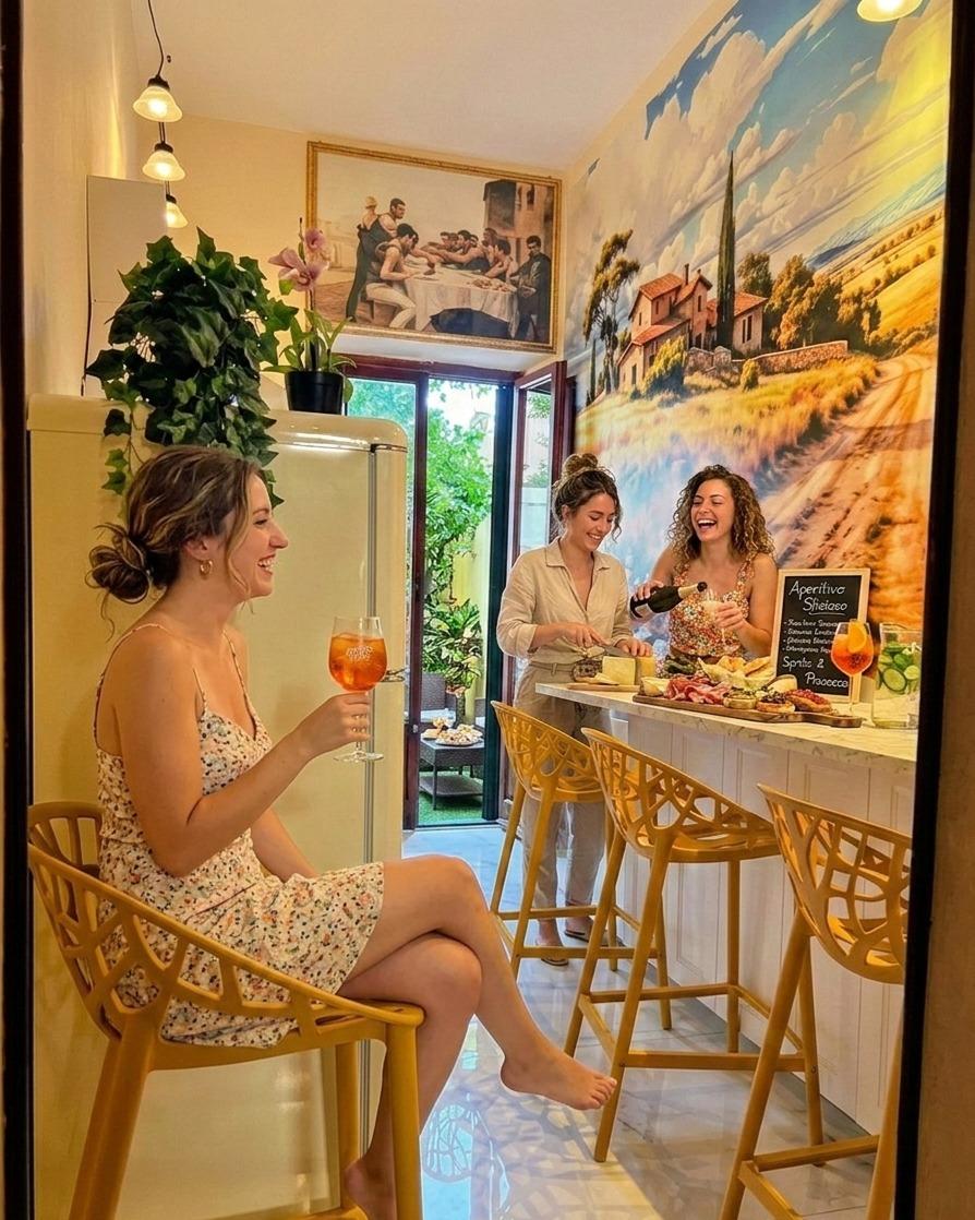 Cucina a completa disposizione degli ospiti che si affaccia sul giardino privato interno Miglior prezzo prenota su dreamshousepisa.it