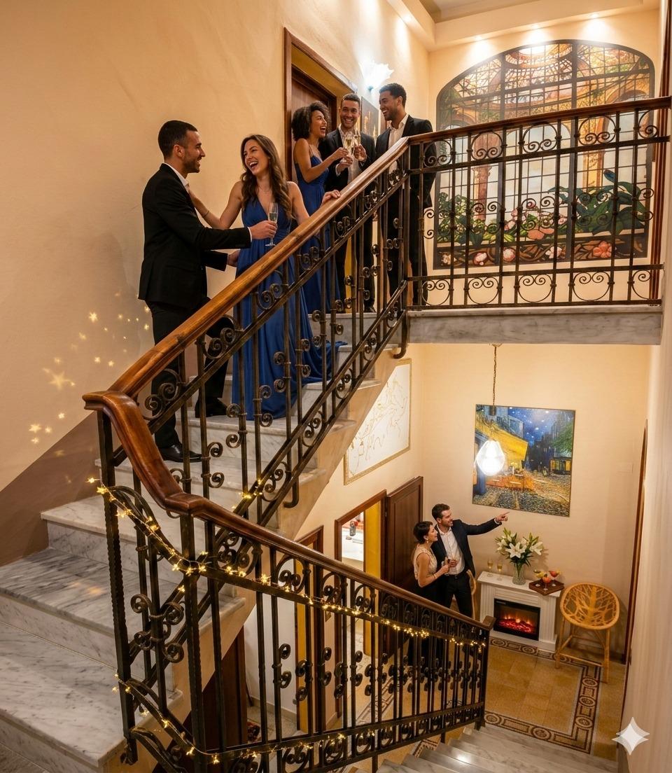 La scala interna che porta al piano superiore della casa totalmente a disposizione degli ospiti