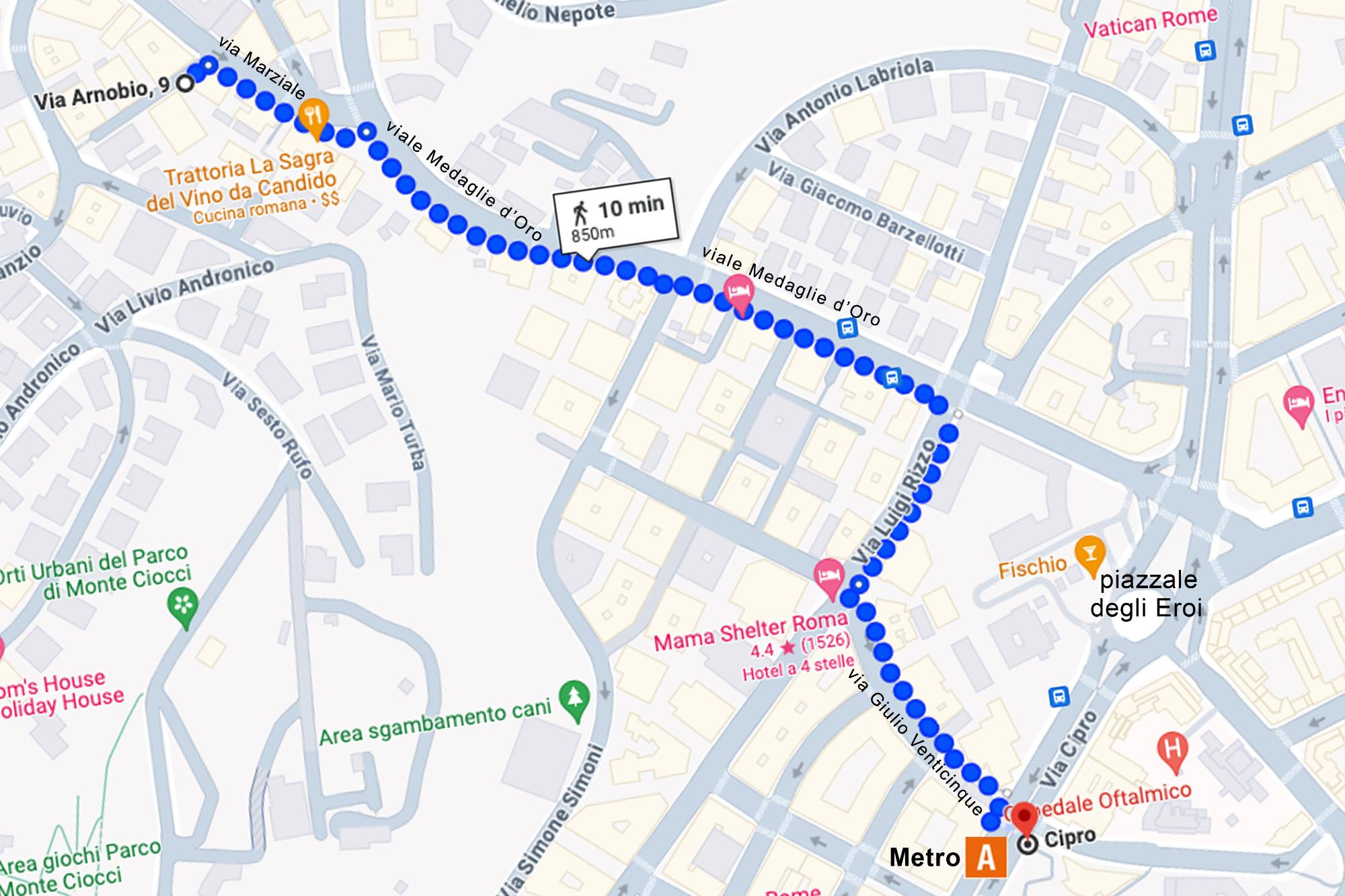 Percorso a piedi dalla Maisonette alla stazione Cipro