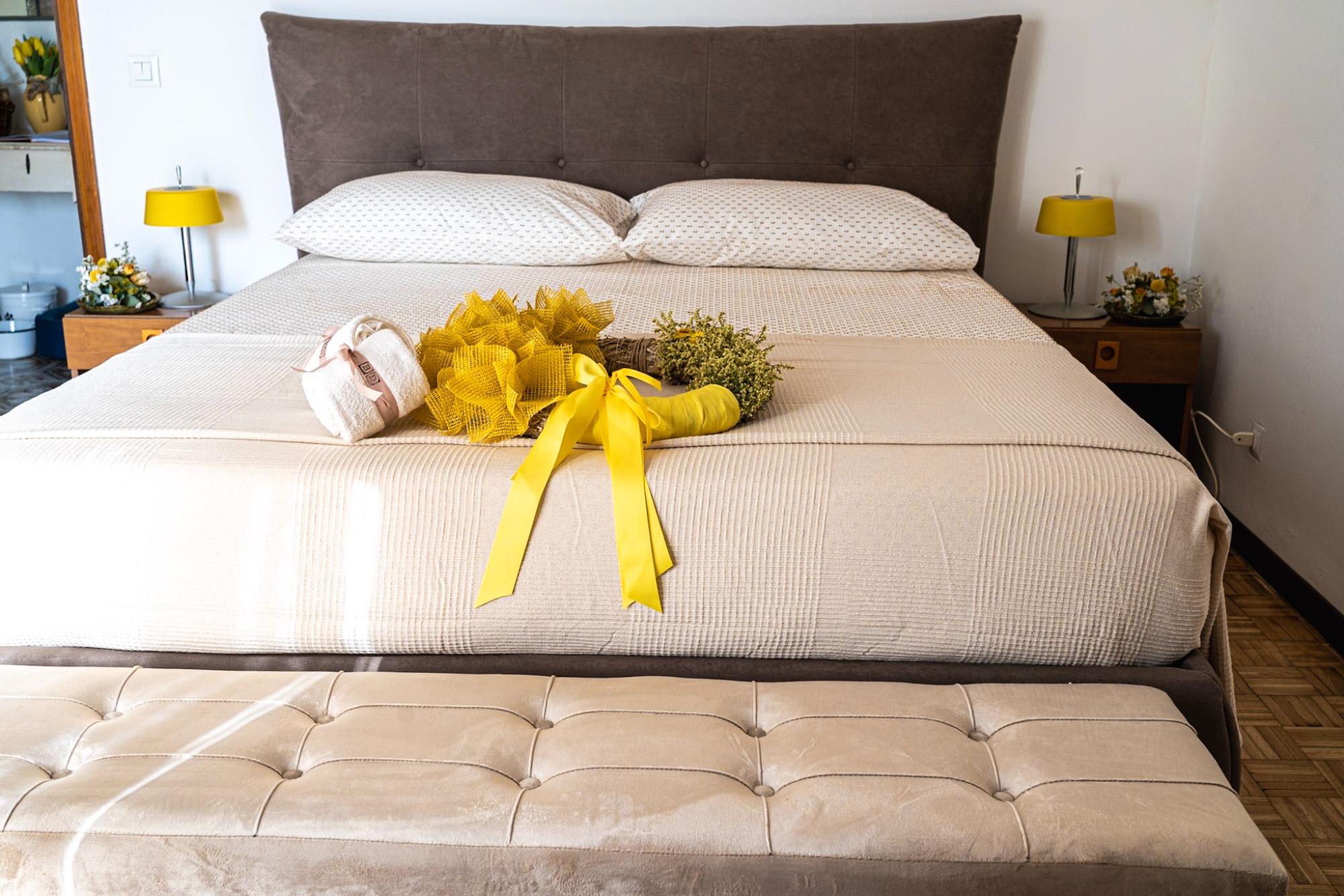 Ampio letto matrimoniale , camera con accesso alla terrazza posteriore