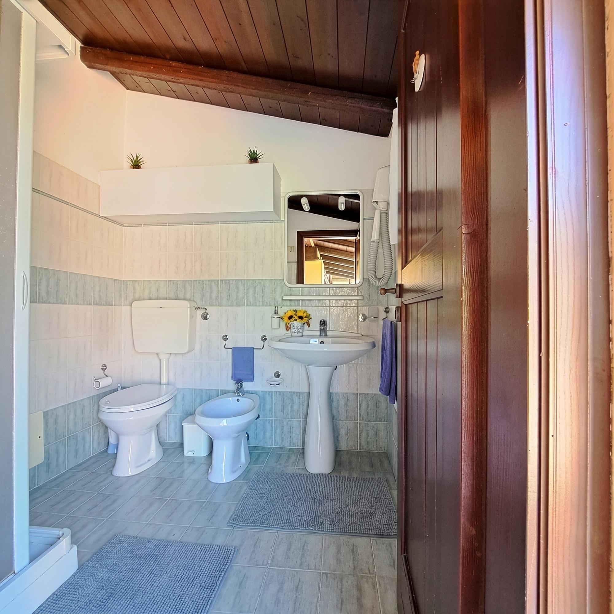 Vista bagno secondario esterno con doccia