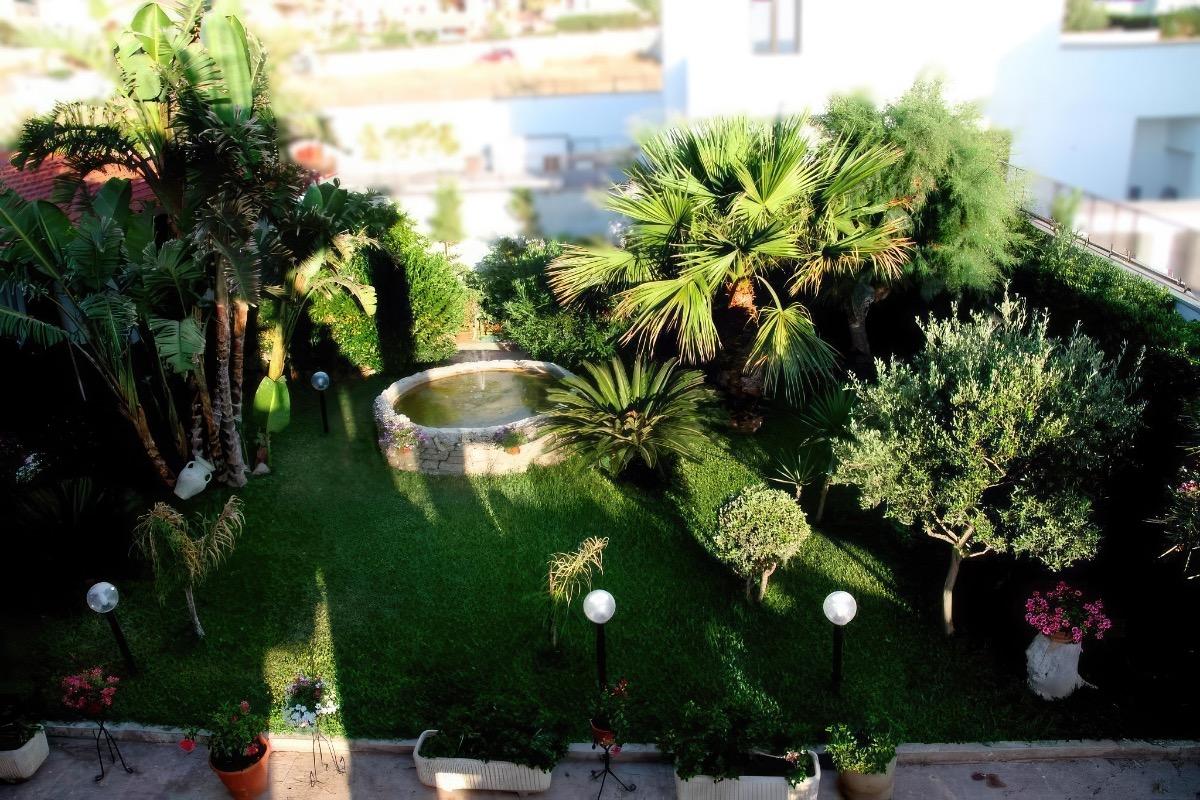 Il mio interno, giardino con prato verde.